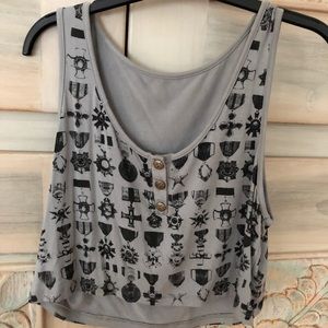 47 Street Black Grey Tank with gold buttons